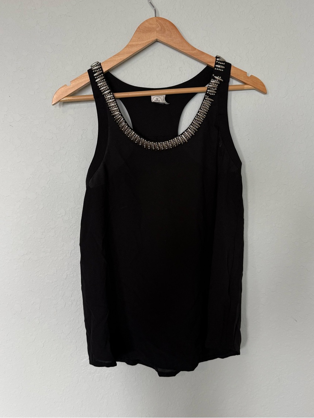 (Free with bundle 3+) Paper Crane Black Embellished Scoop Neck Tank
